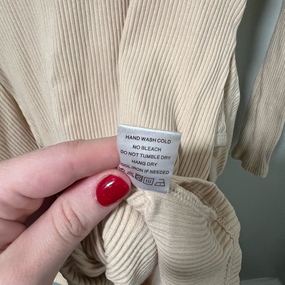 Superdown x Revolve Tan Ribbed Wrap Mini Dress - Picture 7 of 7